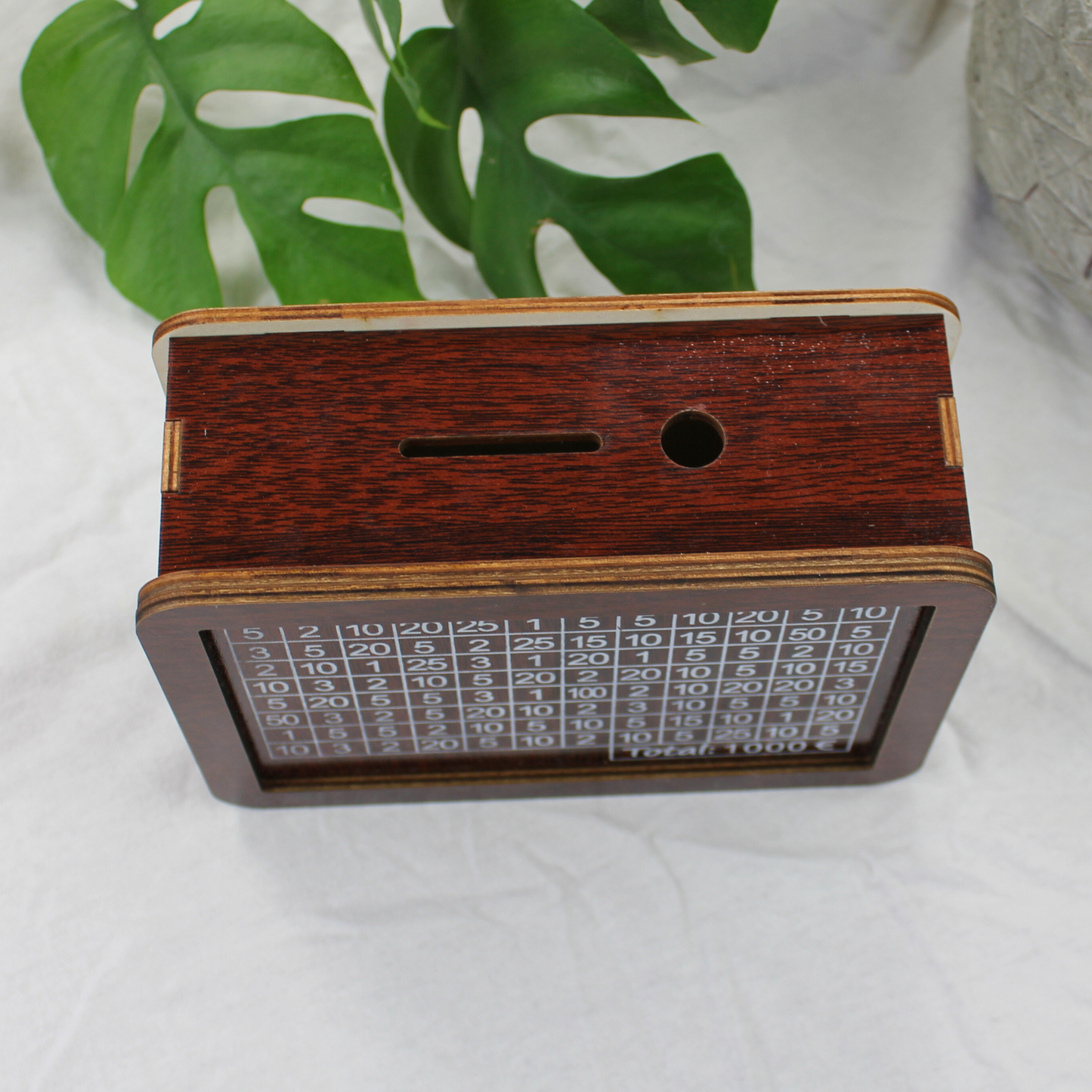 Sparbox aus Holz (3 Sparziele)