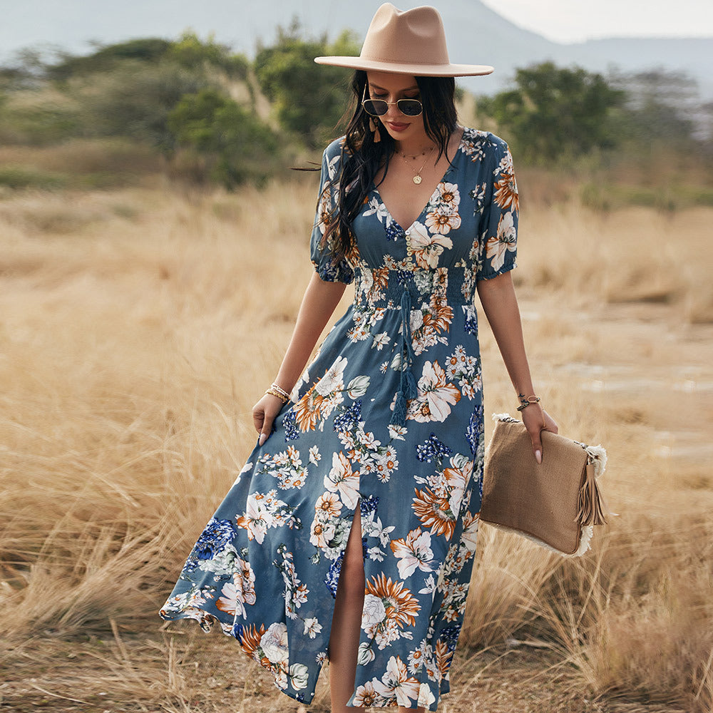 Blumen Sommer Beach Kleid