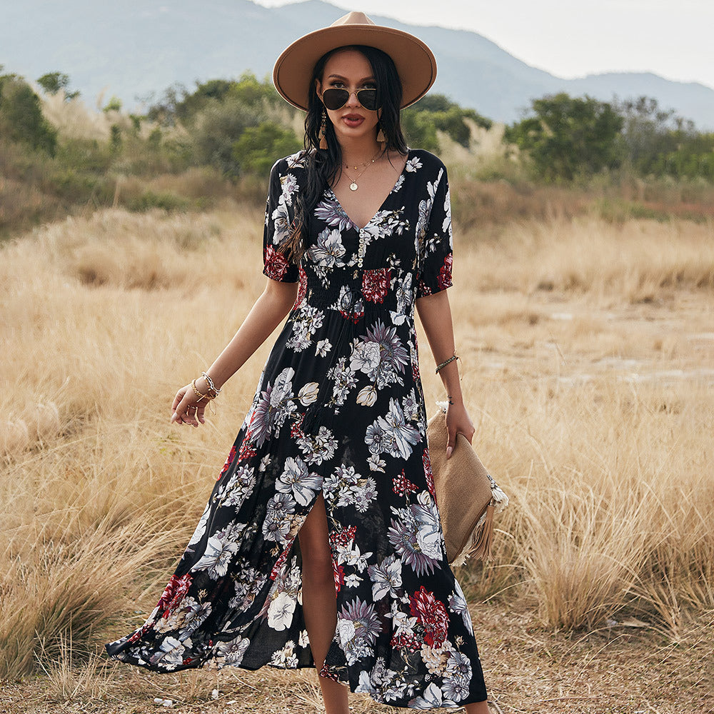 Blumen Sommer Beach Kleid