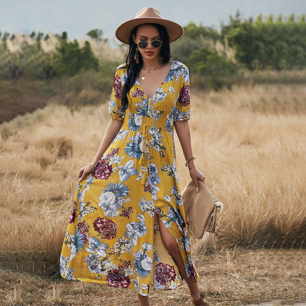 Blumen Sommer Beach Kleid