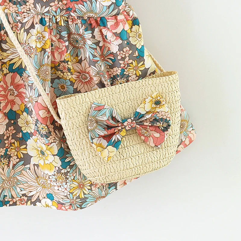 Sommer-Liebling für kleine Blumenmädchen – 2-teiliges Kleid mit Tasche