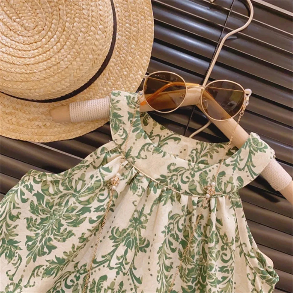 Sommer-Outfit für Mädchen – 2-teiliges Set mit Blumenmuster & Halterneck