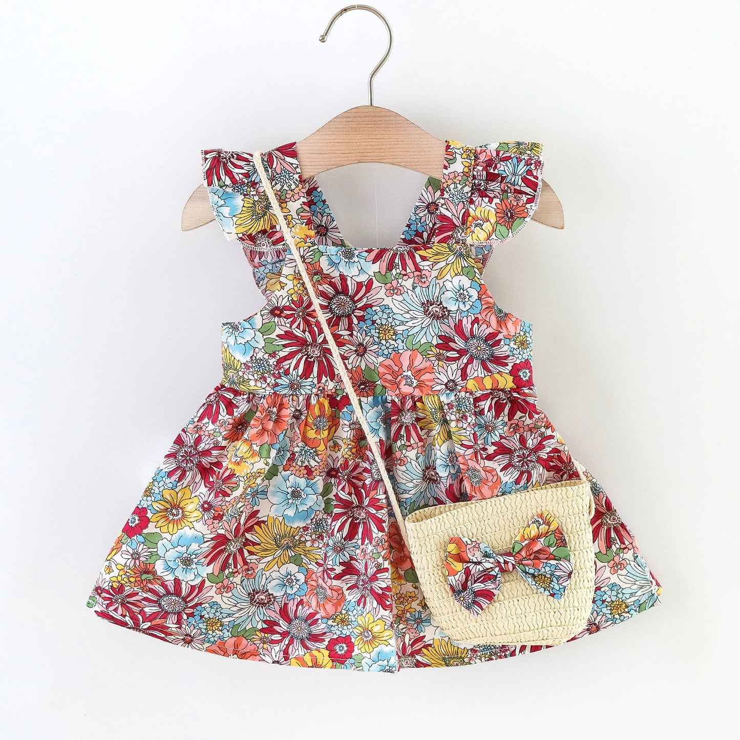 Sommer-Liebling für kleine Blumenmädchen – 2-teiliges Kleid mit Tasche