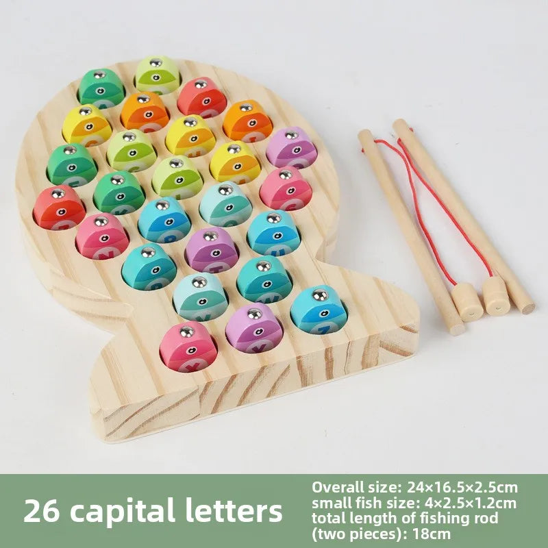 Montessori Holz-Angelspiel – Lernspiel mit Zahlen & Buchstaben