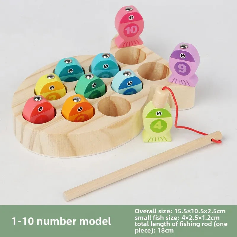 Montessori Holz-Angelspiel – Lernspiel mit Zahlen & Buchstaben
