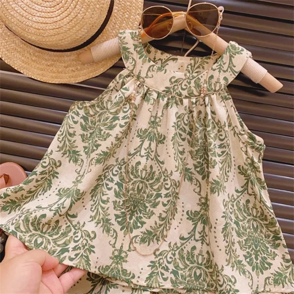 Sommer-Outfit für Mädchen – 2-teiliges Set mit Blumenmuster & Halterneck