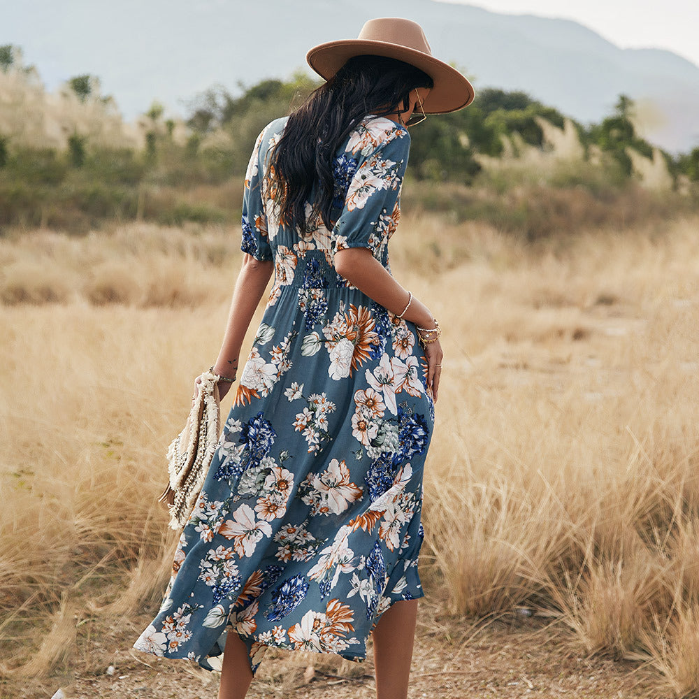 Blumen Sommer Beach Kleid