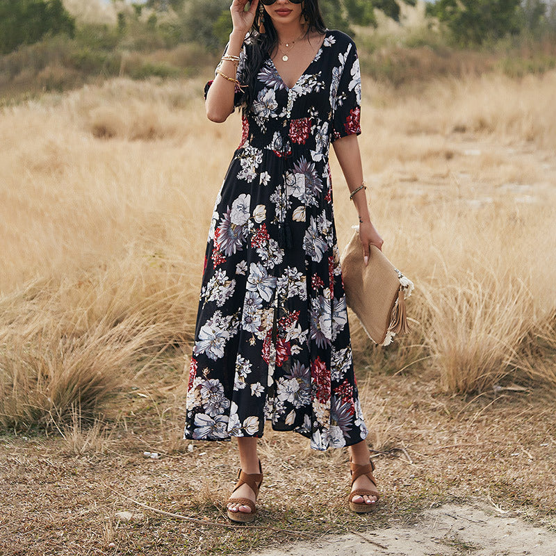 Blumen Sommer Beach Kleid