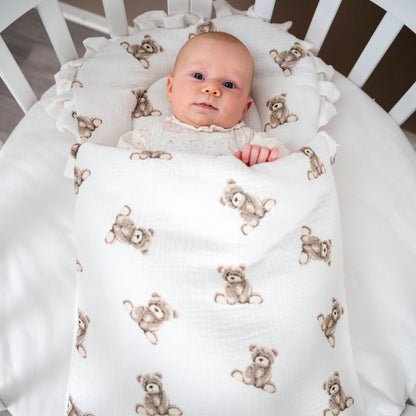 Babyschlafsack Dreamy Musselin Teddybär  – süßer Ganzjahresschlafsack