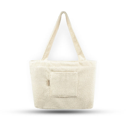 Shopper Mom Bag Bouclé Teddystoff- Ideal für den Alltag, Kinderwagen, Cross Shoulder