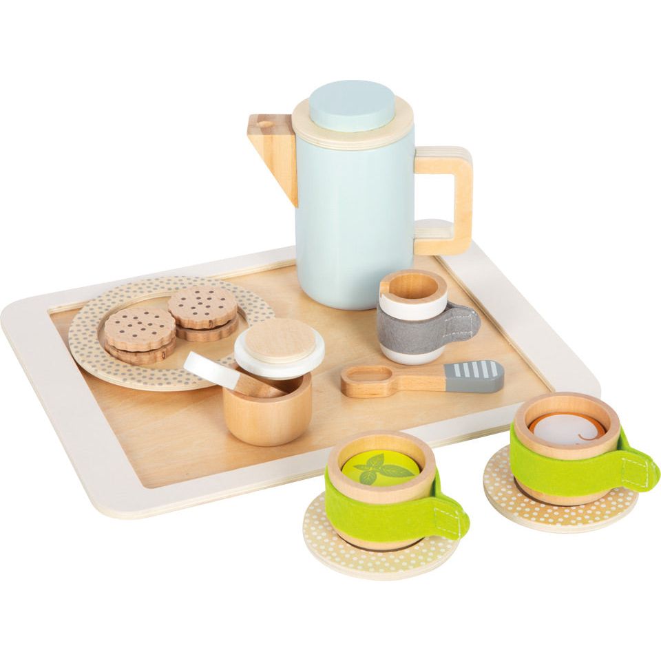 smallfoot Personalisierbare Kaffee- und Teeset Kinderküche Kinder Holzspielset ab 2 Jahren