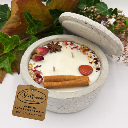 Betonkerze Betongrau "Grey Hearts"