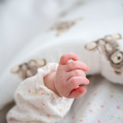 Babyschlafsack Dreamy Musselin Teddybär  – süßer Ganzjahresschlafsack