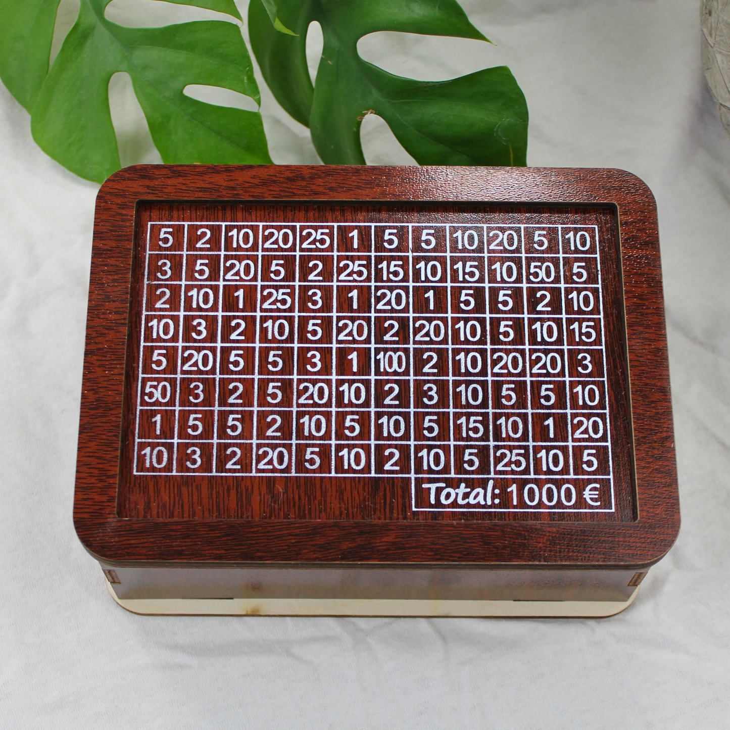 Sparbox aus Holz (3 Sparziele)