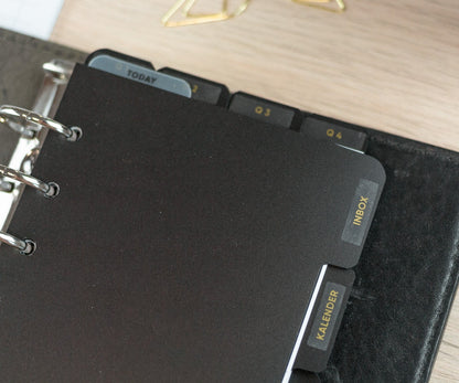 Register für Ringplaner - Tabs rechts - "schwarz" & "transparent" - Din A5 & Personal