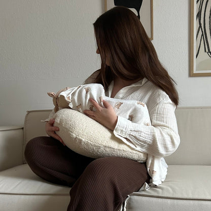 Stillkissen U-Form Teddystoff Bouclé mit abnehmbaren Bezug – ergonomisches Mondstillkissen
