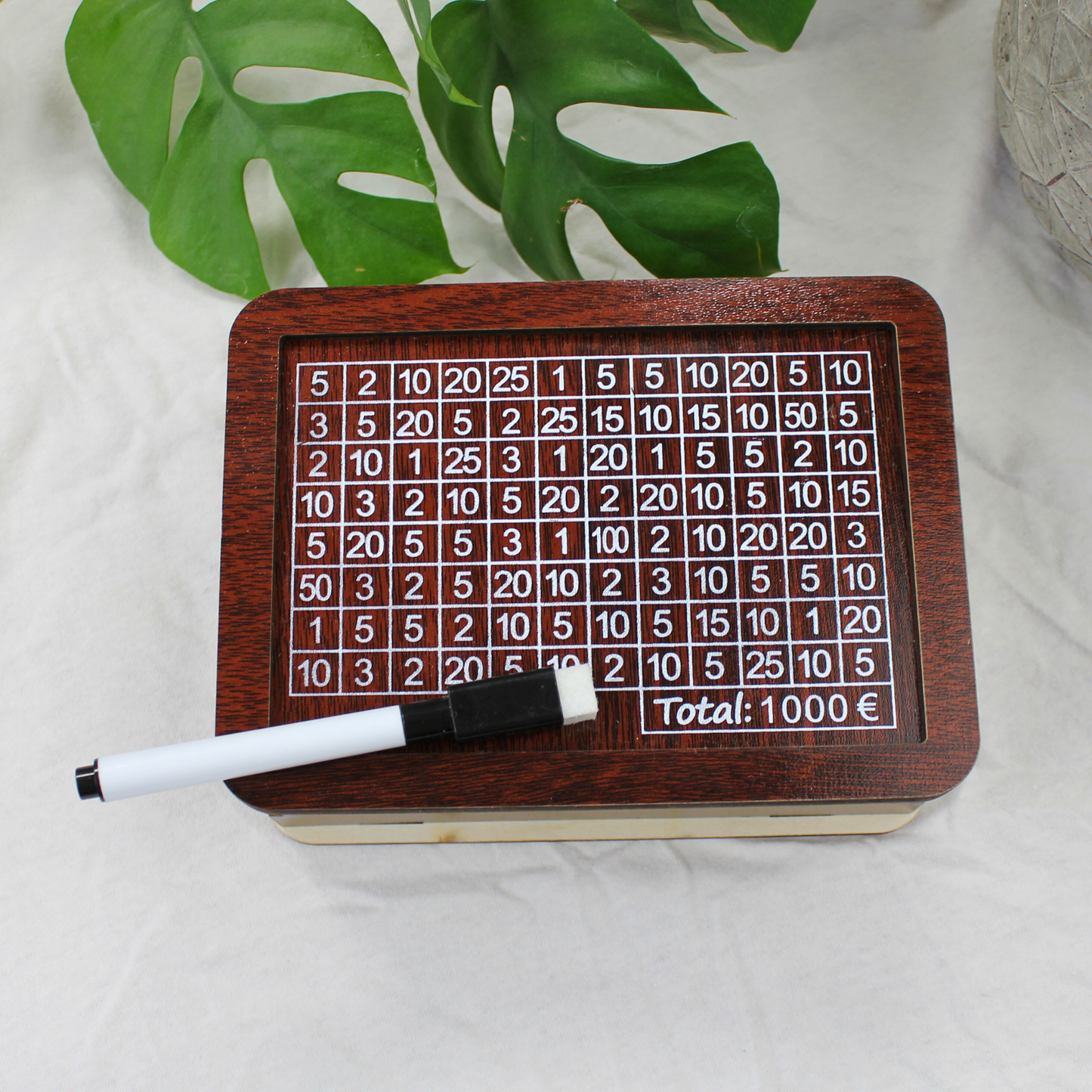 Sparbox aus Holz (3 Sparziele)