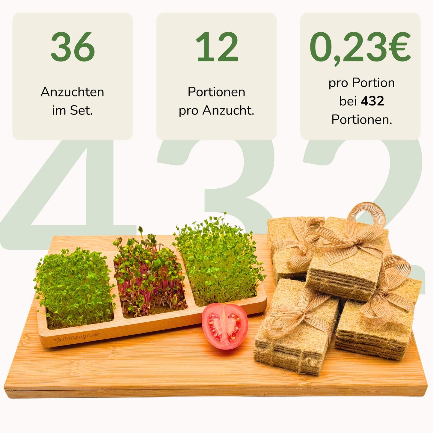 Microgreens Anzuchtset - Echtholz Traum