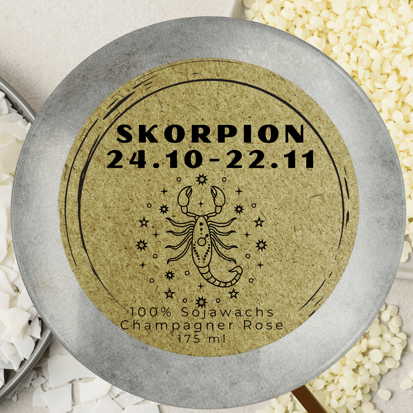 Sternzeichen Skorpion Duftkerze - Handgemachte Sojawachs-Kerze - Personalisiertes Astrologie-Geschenk