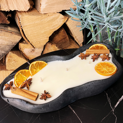 Handgemachte Betonduftkerze "Wave: Grey or Black" Bio Sojawachs mit Vanilla Toffee Duft - Betondekoration - Betonaccessoires oder Betondeko für Zuhause