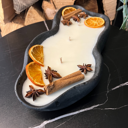 Handgemachte Betonduftkerze "Wave: Grey or Black" Bio Sojawachs mit Vanilla Toffee Duft - Betondekoration - Betonaccessoires oder Betondeko für Zuhause