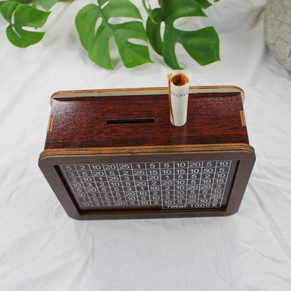 Sparbox aus Holz (3 Sparziele)