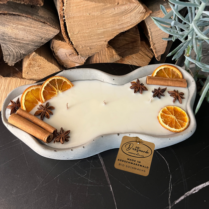 Handgemachte Betonduftkerze "Wave: Grey or Black" Bio Sojawachs mit Vanilla Toffee Duft - Betondekoration - Betonaccessoires oder Betondeko für Zuhause