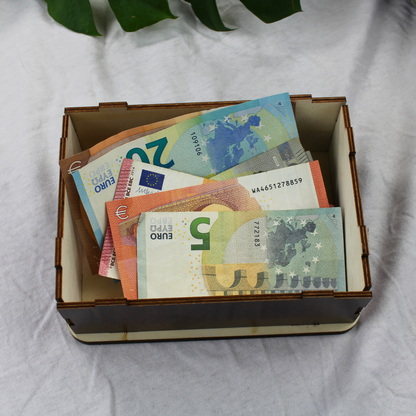 Sparbox aus Holz (3 Sparziele)