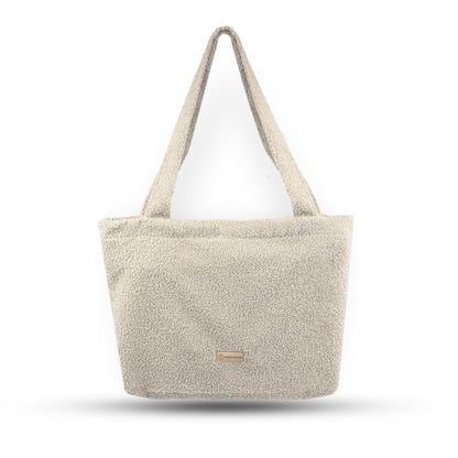 Shopper Mom Bag Bouclé Teddystoff- Ideal für den Alltag, Kinderwagen, Cross Shoulder