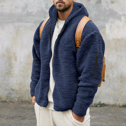 Herren Plüsch-Kapuzenjacke