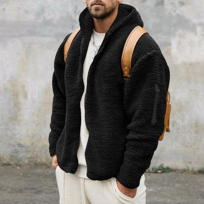 Herren Plüsch-Kapuzenjacke