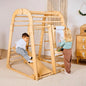8in1 Indoor Spielplatz: Klettergerüst mit Kletternetz, Rutsche, Gymnastikringe, Hängende Leiter, Disc-Schaukel, Maltafel und Kinderstuhl – Beige