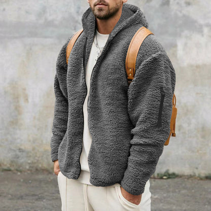 Herren Plüsch-Kapuzenjacke