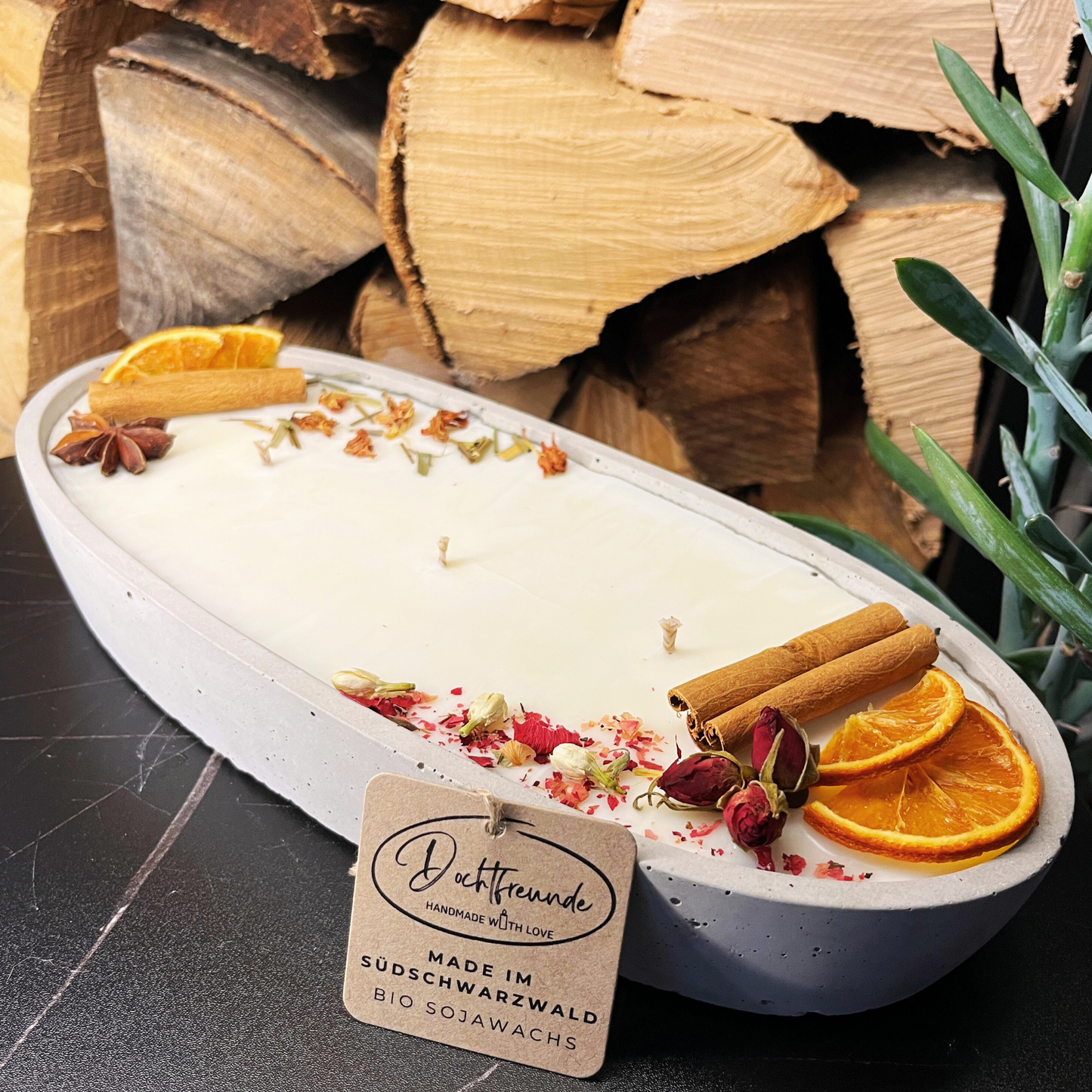 Handgemachte Betonduftkerze "Grey-Ship" Bio Sojawachs mit Vanilla Toffee Duft. Beton Deko Interior Design