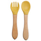 Baby Silikon Löffel & Gabel Set mit Holzgriff – BPA-frei & sicher fürs Essen