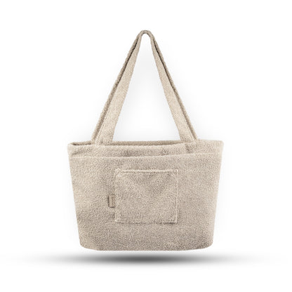 Shopper Mom Bag Bouclé Teddystoff- Ideal für den Alltag, Kinderwagen, Cross Shoulder