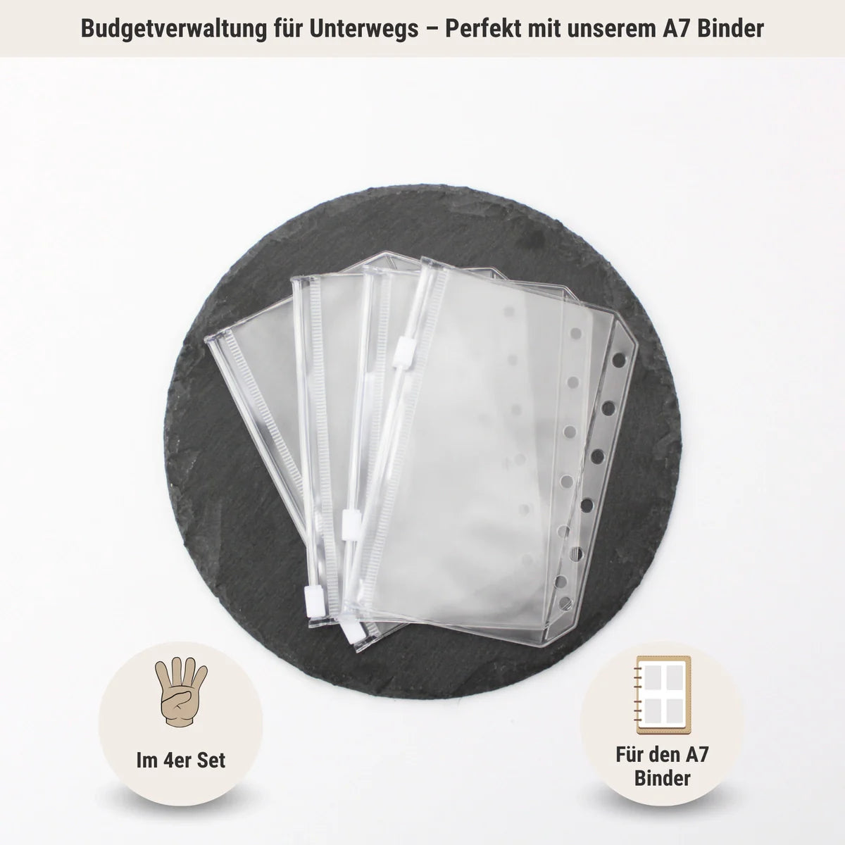 Klarsichthüllen mit Zippverschluss - A7 (4er Set)