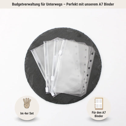 Klarsichthüllen mit Zippverschluss - A7 (4er Set)