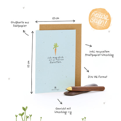 Grußkarte - Ich mag dich mit all deinen Karotten