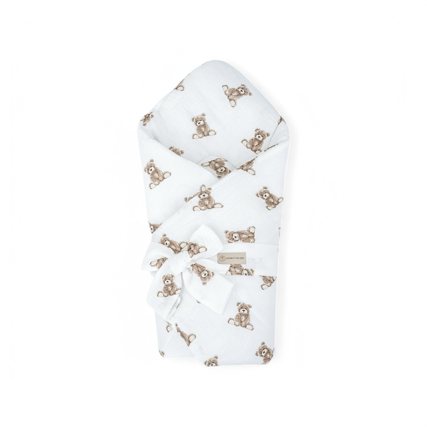 Babyhörnchen Musselin mit Schleife – Puckdecke & Einschlagdecke Muster Teddybär