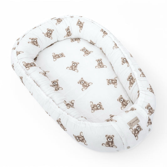 Babynestchen Musselin Teddybär – Weicher Baby-Kokon