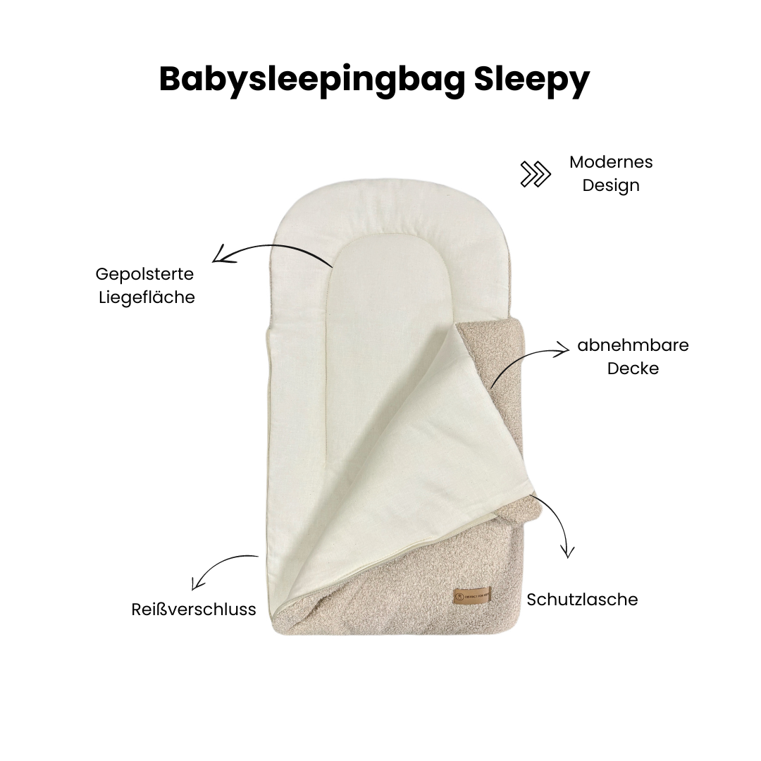Babyschlafsack Sleepy Teddystoff Bouclé - kuscheliger Ganzjahresschlafsack