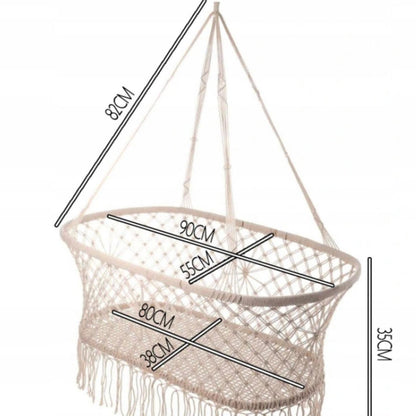 Hängewiege Boho aus Makramee-Baumwollgarn – Sanftes Schaukeln für süße Träume