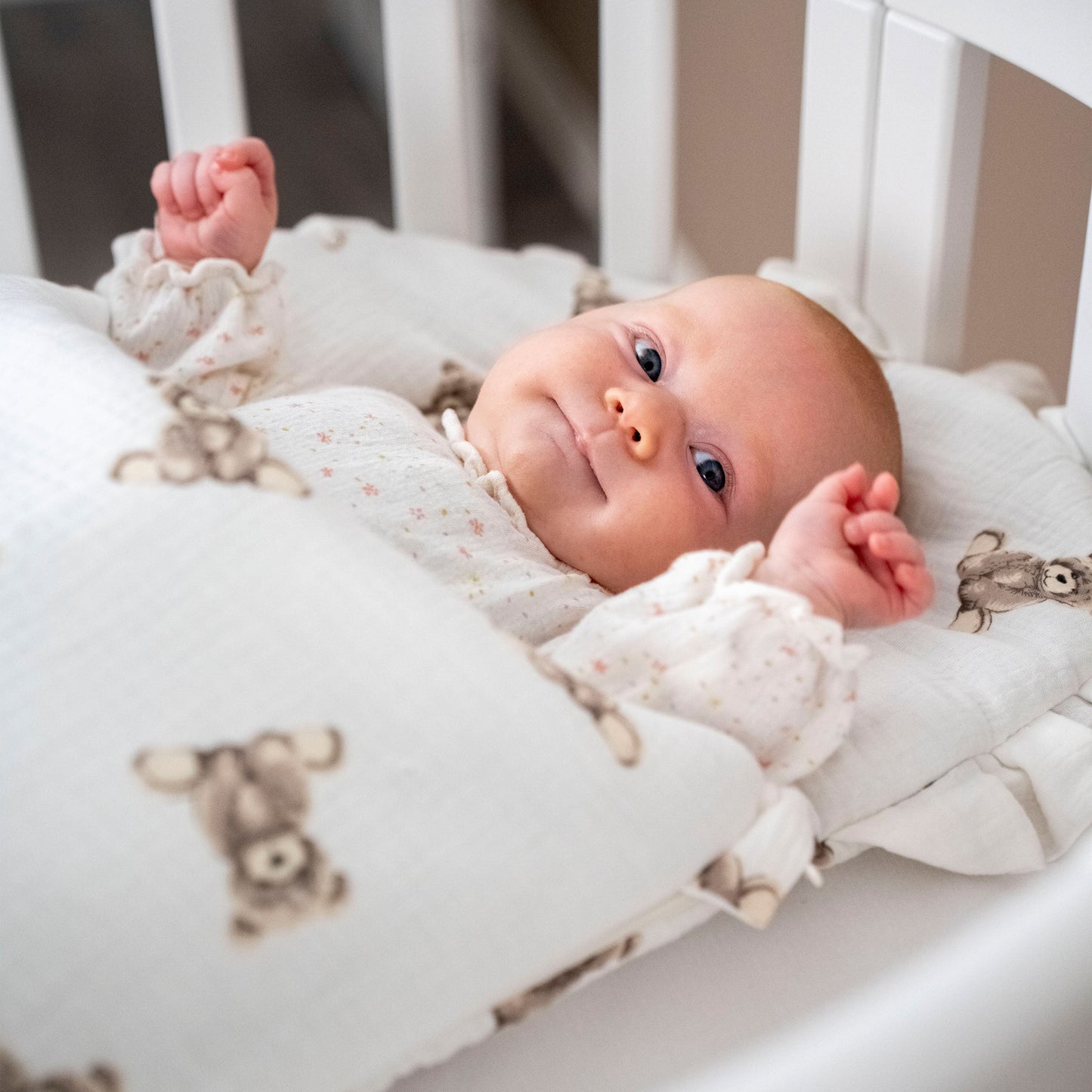 Babyschlafsack Dreamy Musselin Teddybär  – süßer Ganzjahresschlafsack