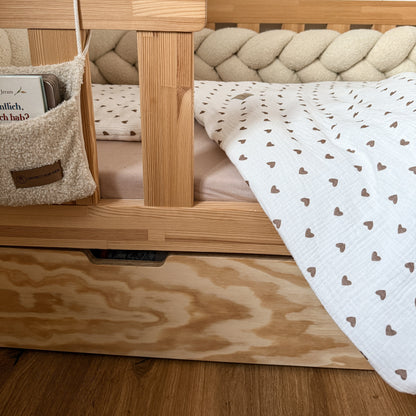 Bettwäsche gebrauchsfertig Musselin Herzen braun – Weich & Atmungsaktiv