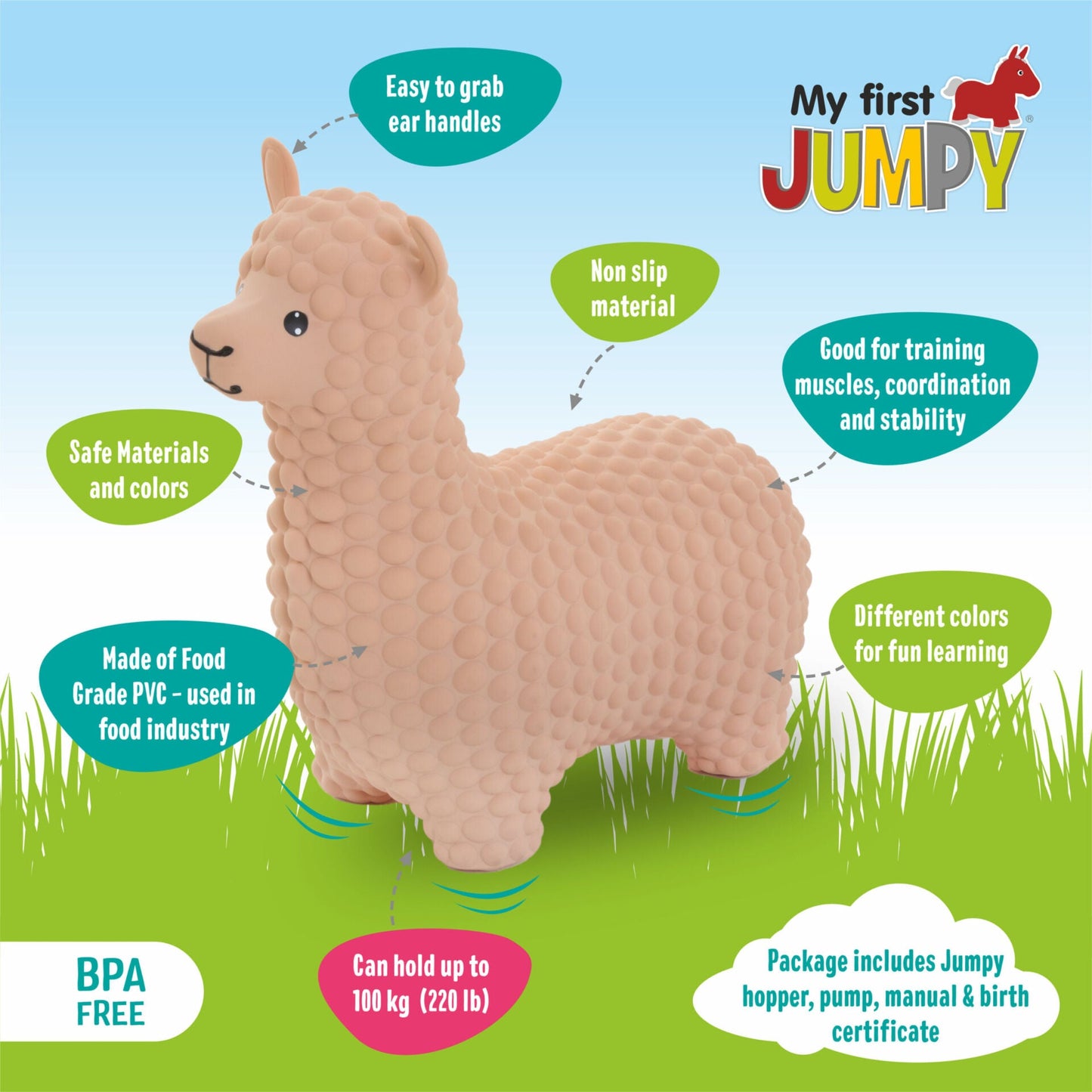 Gerardo's Toys - Hüpftier für Kinder | Beige Alpaca