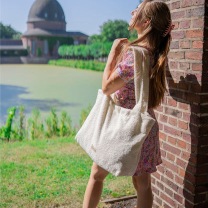 Shopper Mom Bag Bouclé Teddystoff- Ideal für den Alltag, Kinderwagen, Cross Shoulder