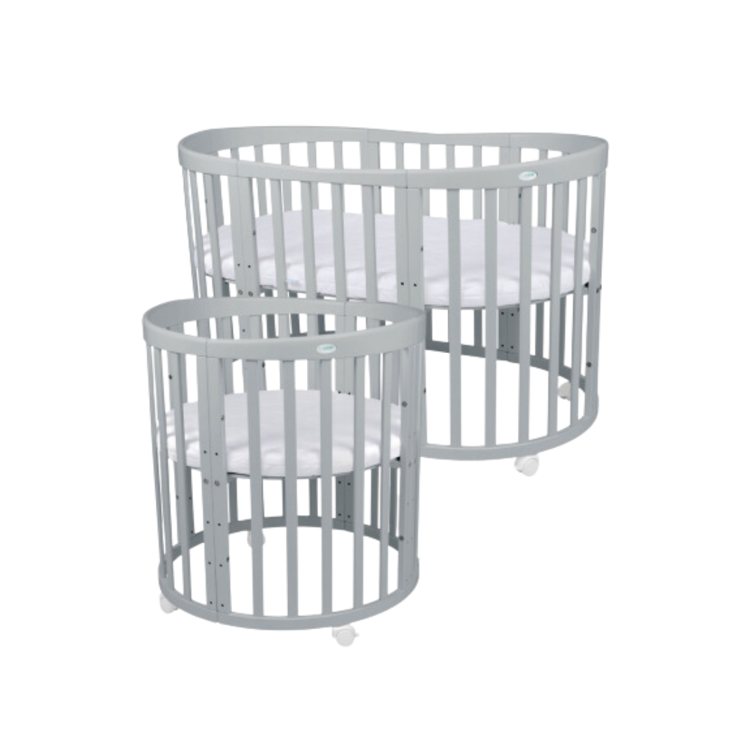 Babybett 7-in-1 – Ein Bett für viele Jahre - mitwachsend | Ovale Form