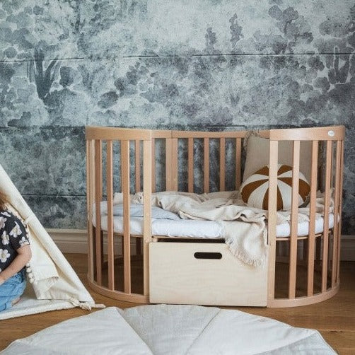 Babybett 7-in-1 – Ein Bett für viele Jahre - mitwachsend | Ovale Form