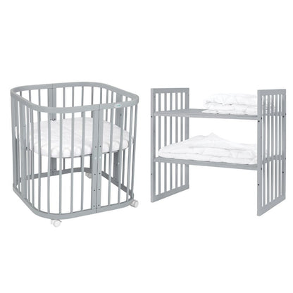 Babybett 7-in-1 – Ein Bett für viele Jahre - mitwachsend | Quadratische Form